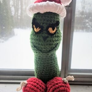 Handmade Green and Red Crochet Grinch Decoration